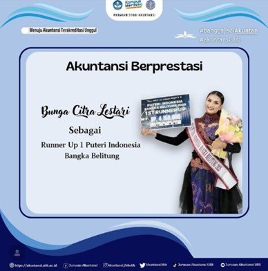 Mahasiswi Akuntansi FEB UBB Raih Runner Up 1 Puteri Indonesia Bangka Belitung