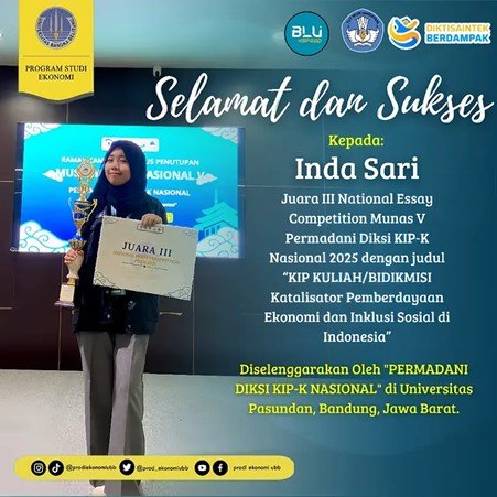 Mahasiswa FEB UBB Raih Juara III Nasional di Ajang Munas V Permadani Diksi KIP-K